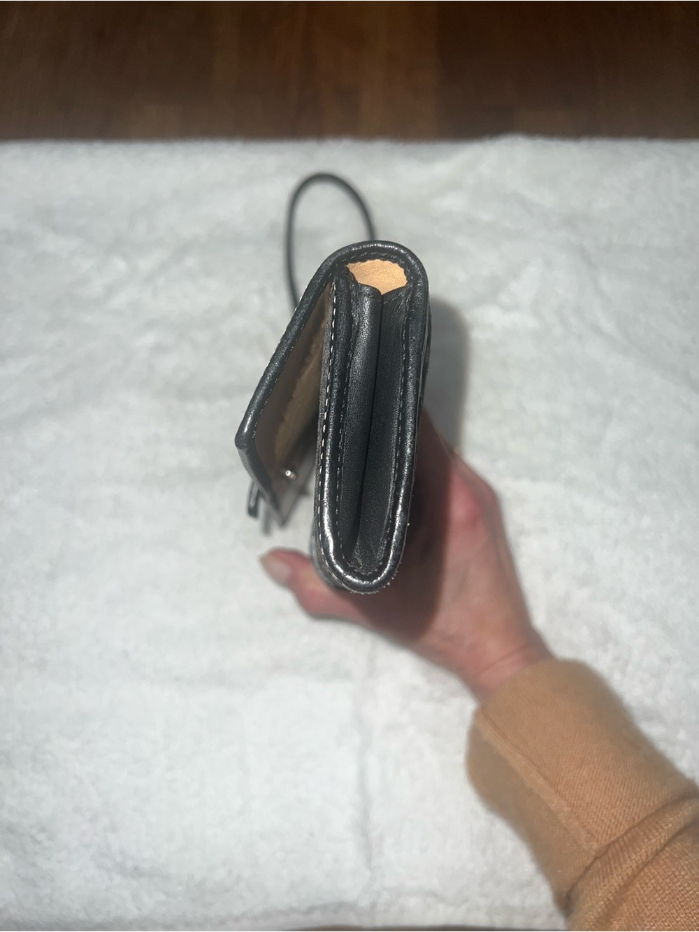 Coach Black/Tan Signature Canvas Wristlet Clutch. - Picture 5 of 12